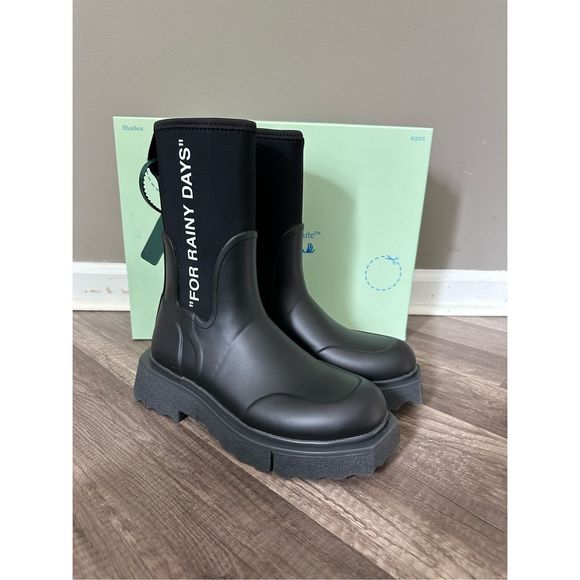 Off-White Sponge Rubber Rain Boots - Picture 8 of 14